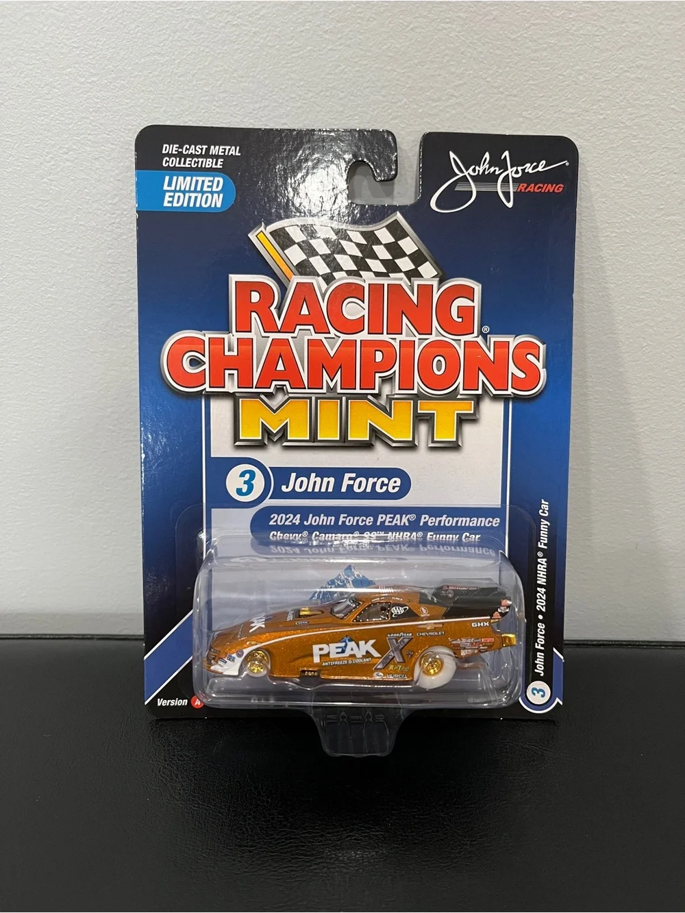 Racing Champions Mint John Force #3 PEAK Chevy Camaro Funny Car - Gold Chase